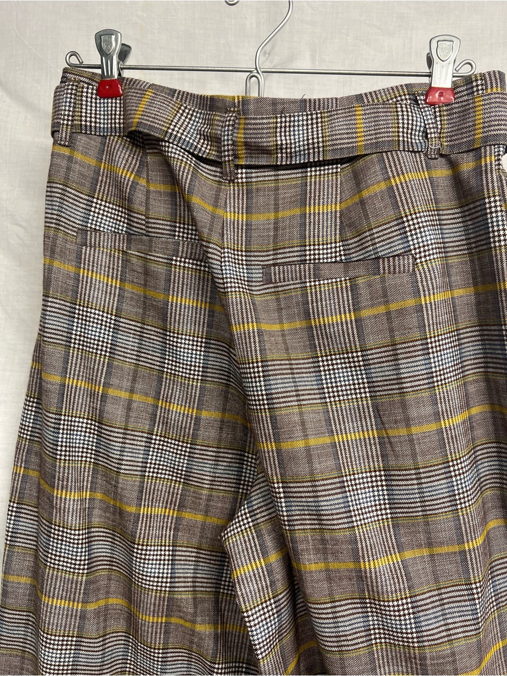 a new day Women’s Plaid High-Waist Wide Leg Pants Brown/Yellow Sz 2 - Picture 9 of 10